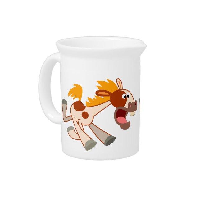Lively Cartoon Pinto Horse Pitcher (Left)