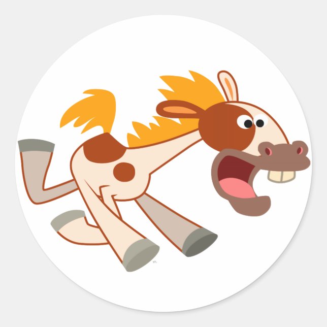 Lively Cartoon Pinto Horse Sticker (Front)