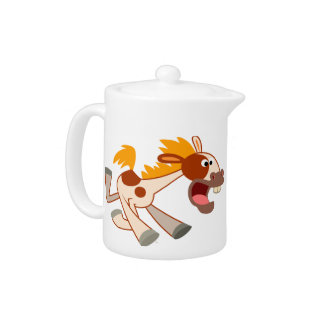 Lively Cartoon Pinto Horse Teapot
