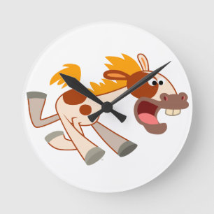 Lively Cartoon Pinto Horse Wall Clock