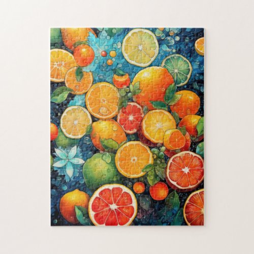 Lively Citrus Bliss Watercolor Jigsaw Puzzle