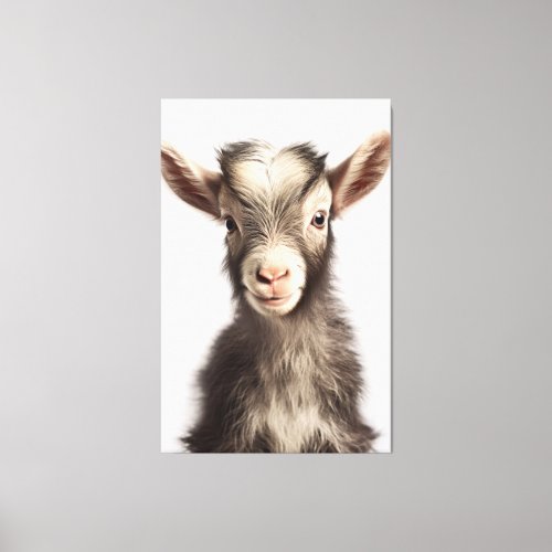Lively Colored Authentic Baby Goat Full Portrait Canvas Print