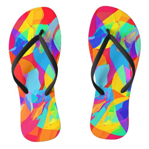 Lively Colorful Pattern Magic Flip Flops