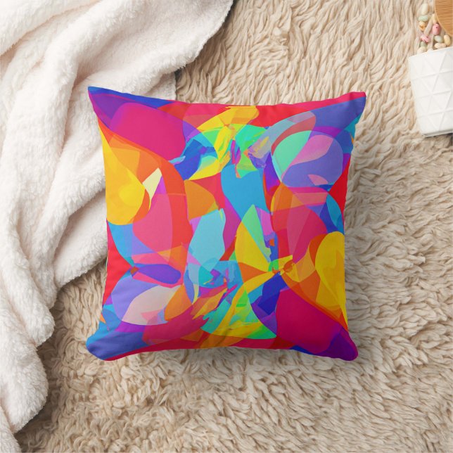 Lively Colorful Pattern Magic Throw Pillow (Blanket)