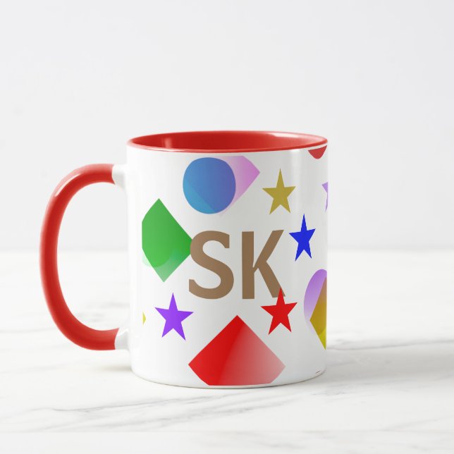Lively Colorful Stars Circles Squares Personalized Mug (Left)