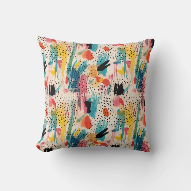 Lively Colors Abstract Pattern Throw Pillow (Front)