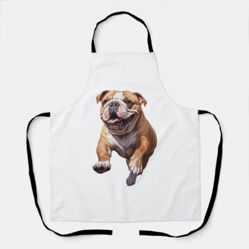 Lively English Bulldog Playfulness _ Cute Dog Illu Apron