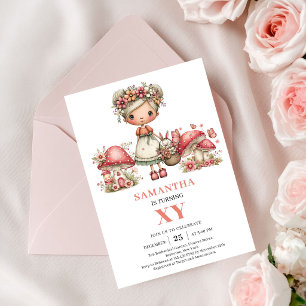 Lively Fairy 8th Birthday Floral Party Invitation