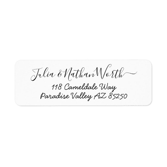 Lively Font Calligraphy Script Return Address Label (Front)