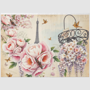 Lively French Collage Decoupage Parisian Vintage Tissue Paper