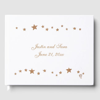 Lively Gold Stars Border Personalized Guest Book