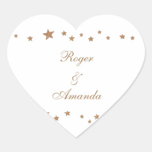 Lively Gold Stars Border Personalized Wedding Seal