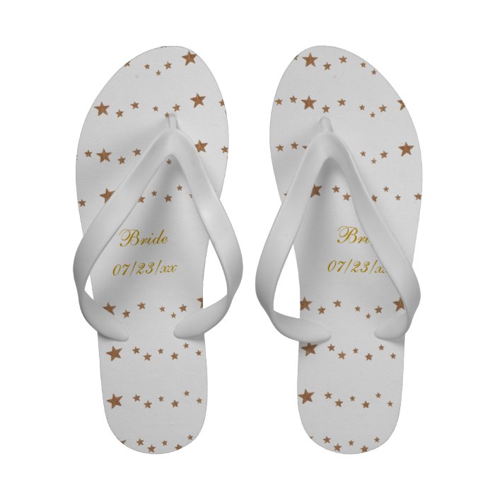 Lively Gold Stars Bride Flip Flops