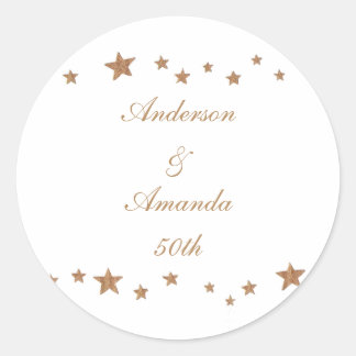 Lively Gold Stars Personalized Anniversary Sticker