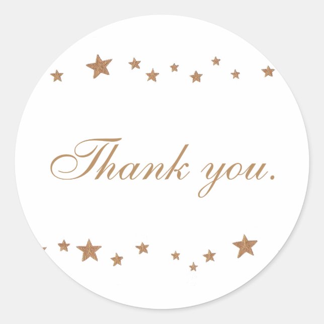 Lively Gold Stars Wedding Thank you Stickers (Front)
