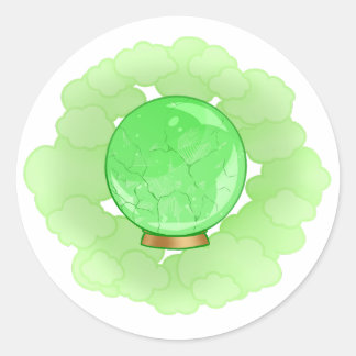 Lively Green Cracked Crystal Ball Classic Round Sticker