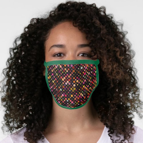 Lively Green Trim Dotted Pattern Face Mask