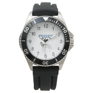Lively Husky Dog Side View Watch