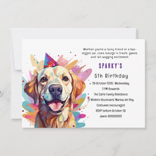Lively Labrador Paw_ty A Birthday Bash Invitation