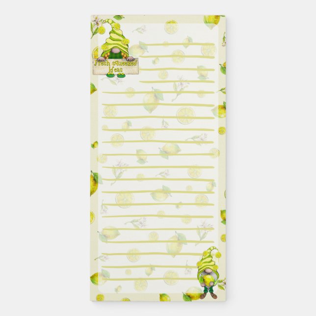 Lively Lemon and Gnome Magnetic Notepad (Front)