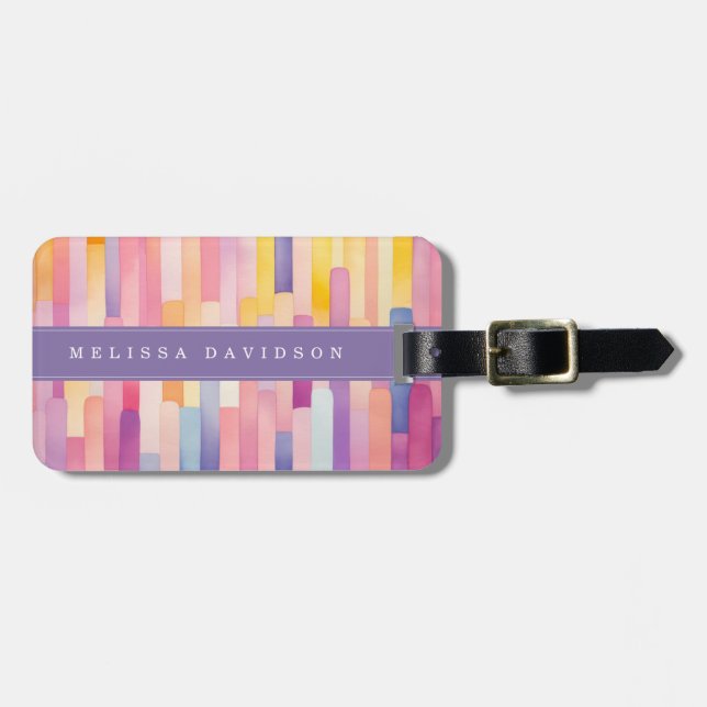 Lively Lines Background Luggage Tag (Front Horizontal)