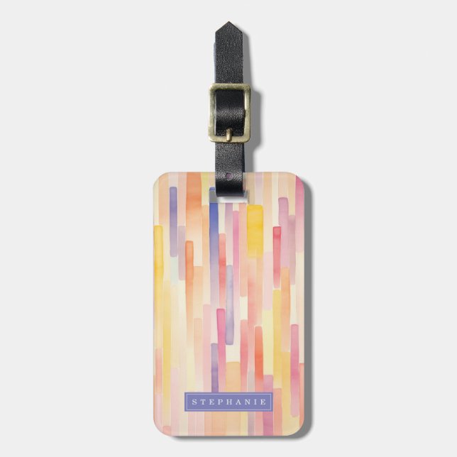 Lively Lines Background Luggage Tag (Front Vertical)
