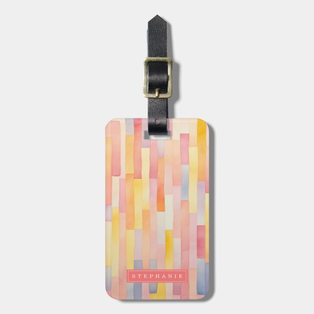 Lively Lines Background Luggage Tag (Front Vertical)