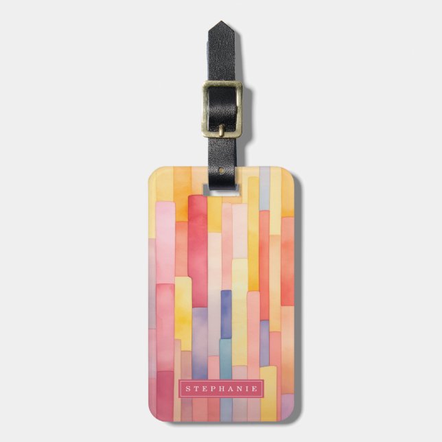Lively Lines Background Luggage Tag (Front Vertical)