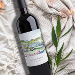 Lively Mountain Scape Blush Watercolor Wedding Wine Label<br><div class="desc">For any further customisation or any other matching items,  please feel free to contact me at yellowfebstudio@gmail.com</div>