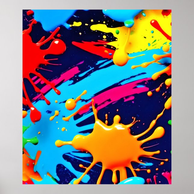 Lively Neon Paint in Fluid Expression Poster (Front)