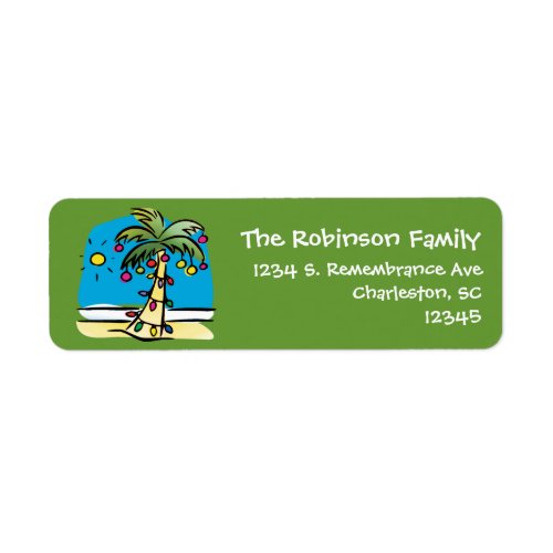 Lively Palm Christmas Return Address Label