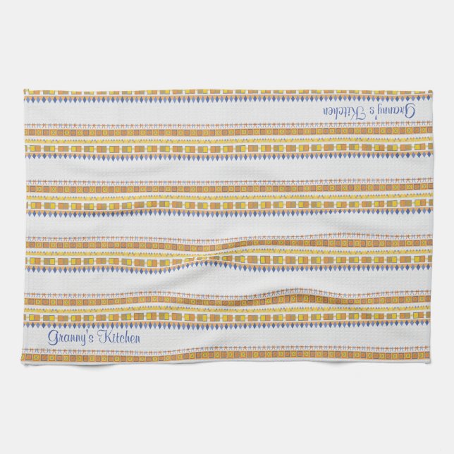 Lively Pattern Granny's Kitchen any Text Towel (Horizontal)
