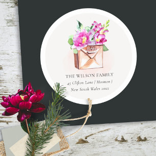 Lively Pink Floral Mailbox We have Moved Address Classic Round Sticker