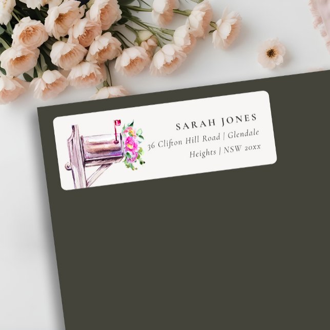 Lively Pink Floral Mailbox We have Moved Address Label (Creator Uploaded)