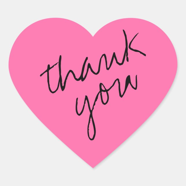 Lively Pink Heart Thank You Sticker (Front)