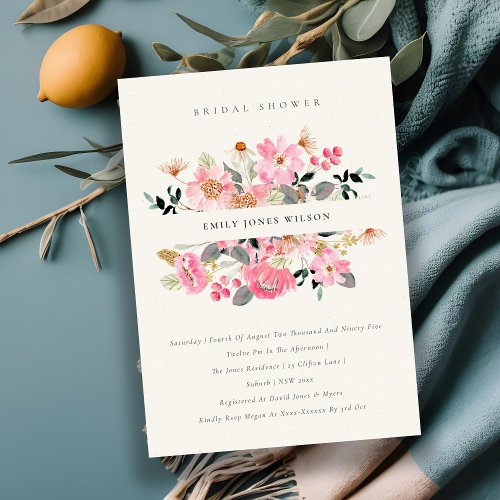 Lively Pink Watercolor Floral Bridal Shower Invite
