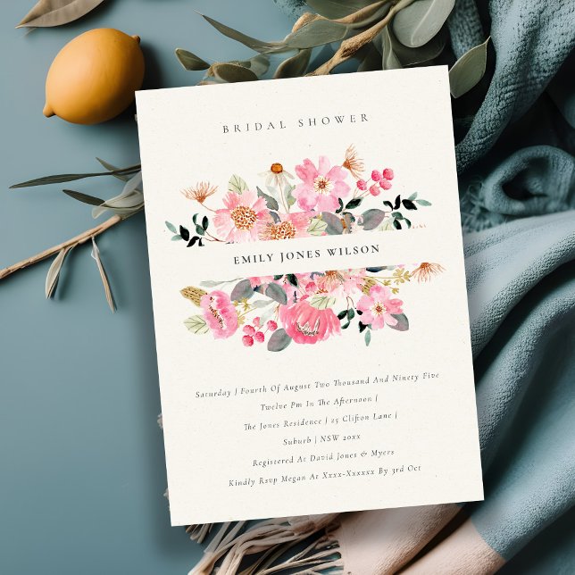 Lively Pink Watercolor Floral Bridal Shower Invite (Creator Uploaded)