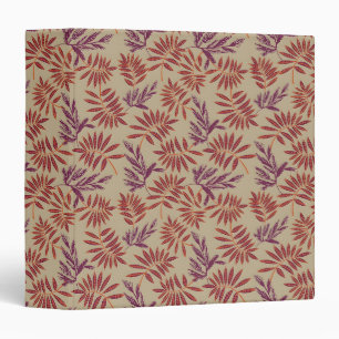 Lively Red and Purple Leaf Motifs on Neutral Beige 3 Ring Binder