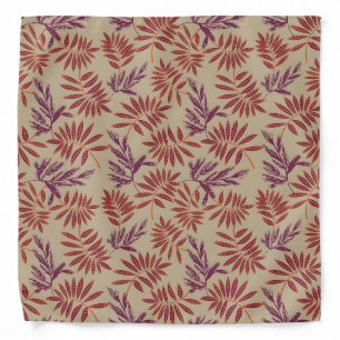 Lively Red and Purple Leaf Motifs on Neutral Beige Bandana