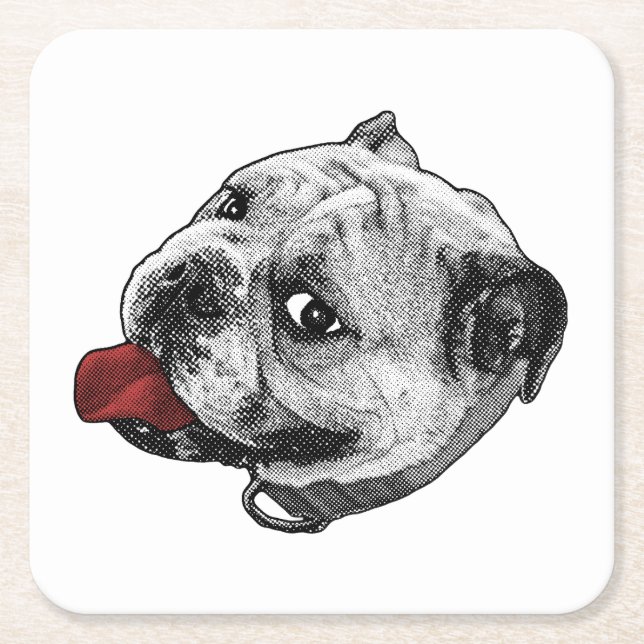 Lively Red Sip Square Paper Coaster (Front)