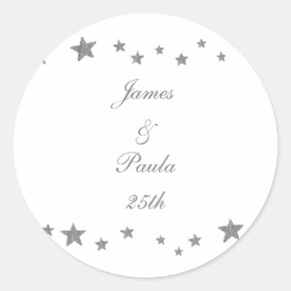 Lively Silver Stars Add Name Anniversary Stickers