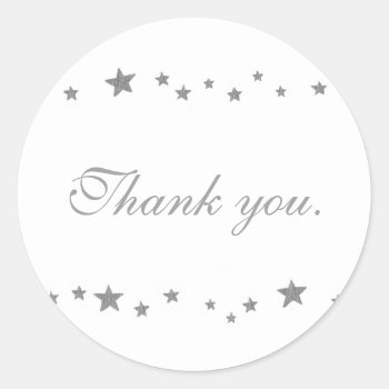 Lively Silver Stars Border Thank You Stickers by Cherylsart at Zazzle