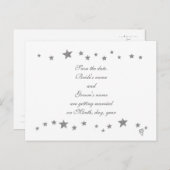 Lively silver stars border Wedding Save the date Announcement Postcard (Front/Back)