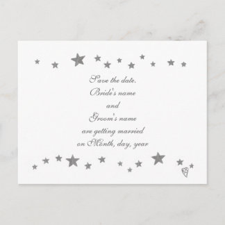 Lively silver stars border Wedding Save the date Announcement Postcard