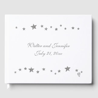 Lively Silver Stars Personalized Guest Book