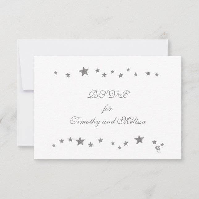 Lively Silver Stars RSVP Wedding Response Cards (Front)