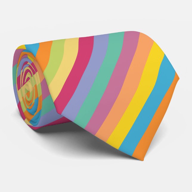 Lively Springtime Diagonal Stripes Neck Tie (Rolled)