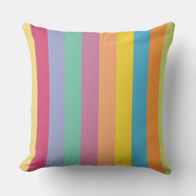 Lively Springtime Stripes Outdoor Pillow (Front)