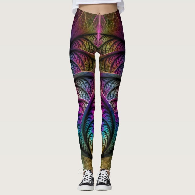 Lively Structures Colorful Abstract Fractal Art Leggings (Front)