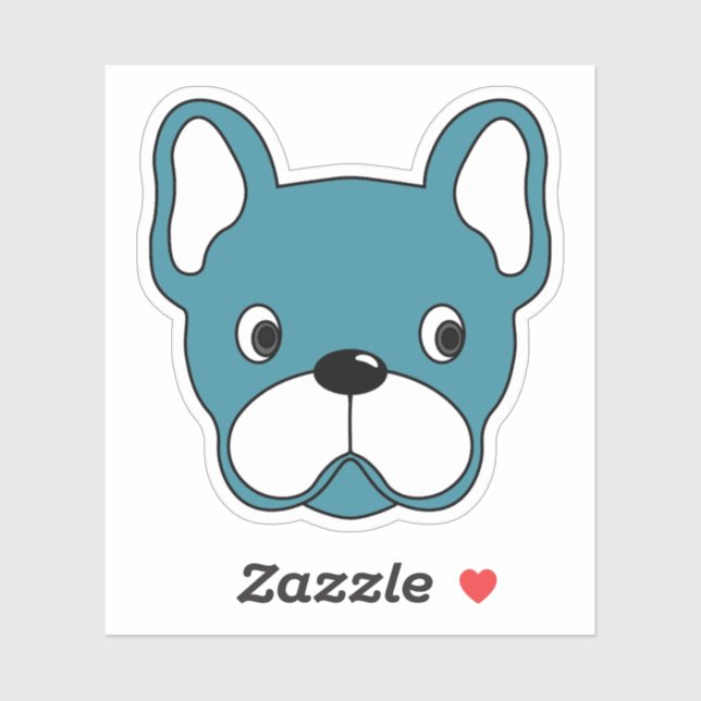 Lively Teal Bulldog 3"x3" Vinyl Sticker (Sheet)